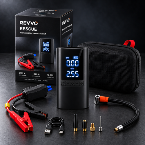 REVVO RESCUE — 4-in-1 Roadside Emergency Kit